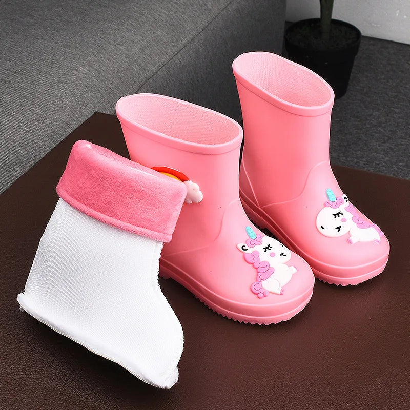 Kids Rain Boots | Waterproof Non Slip | Cartoon Print | Toddler Youth