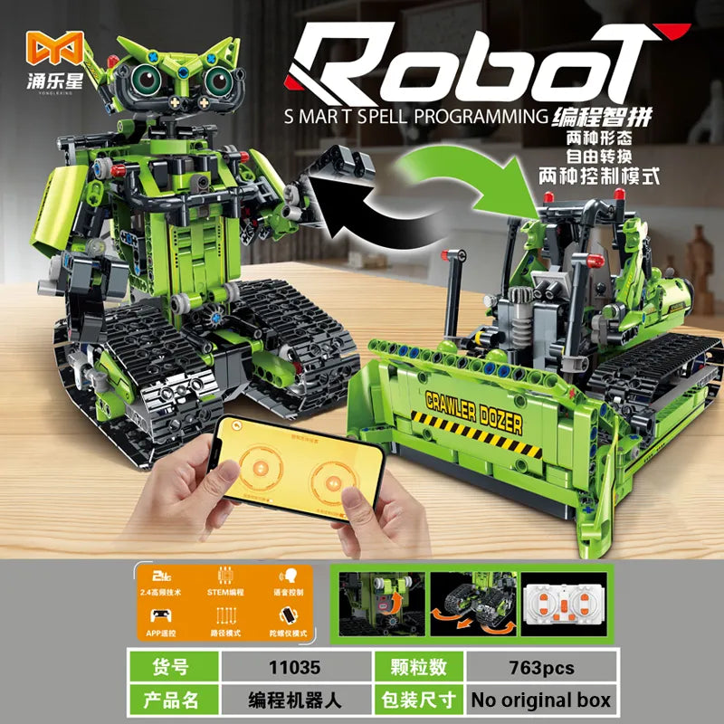 703-Piece 2-in-1 Technical Intelligent Robot and Racing Car Model with APP Control - ToylandEU