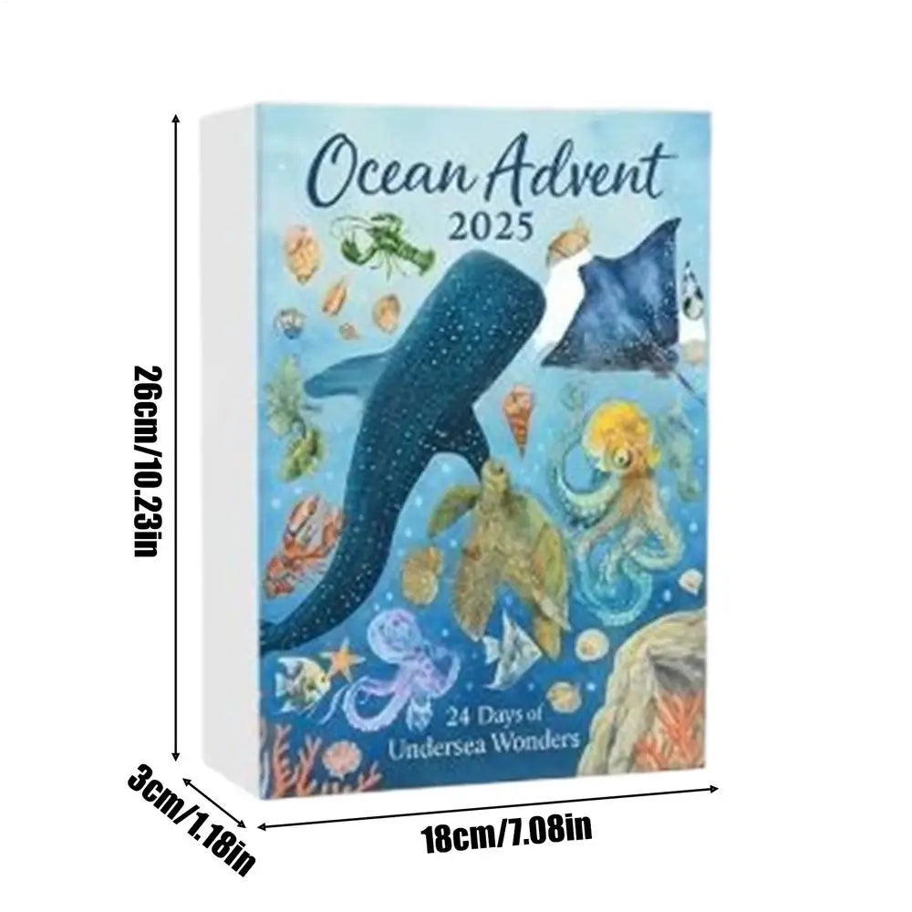 Advent Calendar | Ocean Animal Figurines | 2D Acrylic Sea Creatures | Christmas Gift For Boys And Girls