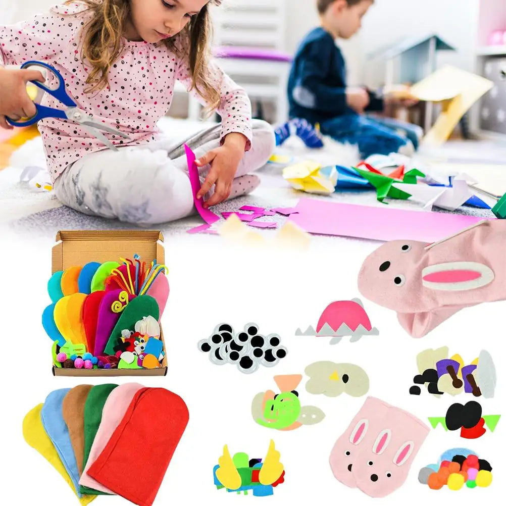 DIY Hand Puppet Craft Felt Set with 6 Colorful Puppets - ToylandEU