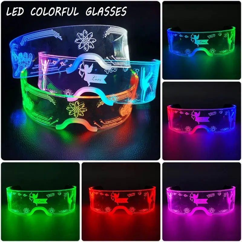 Fashion Luminous Decorative Glasses Neon Light Decoration LED Sunglasses For Nightclub DJ Dance Music Rave Costume Night - ToylandEU