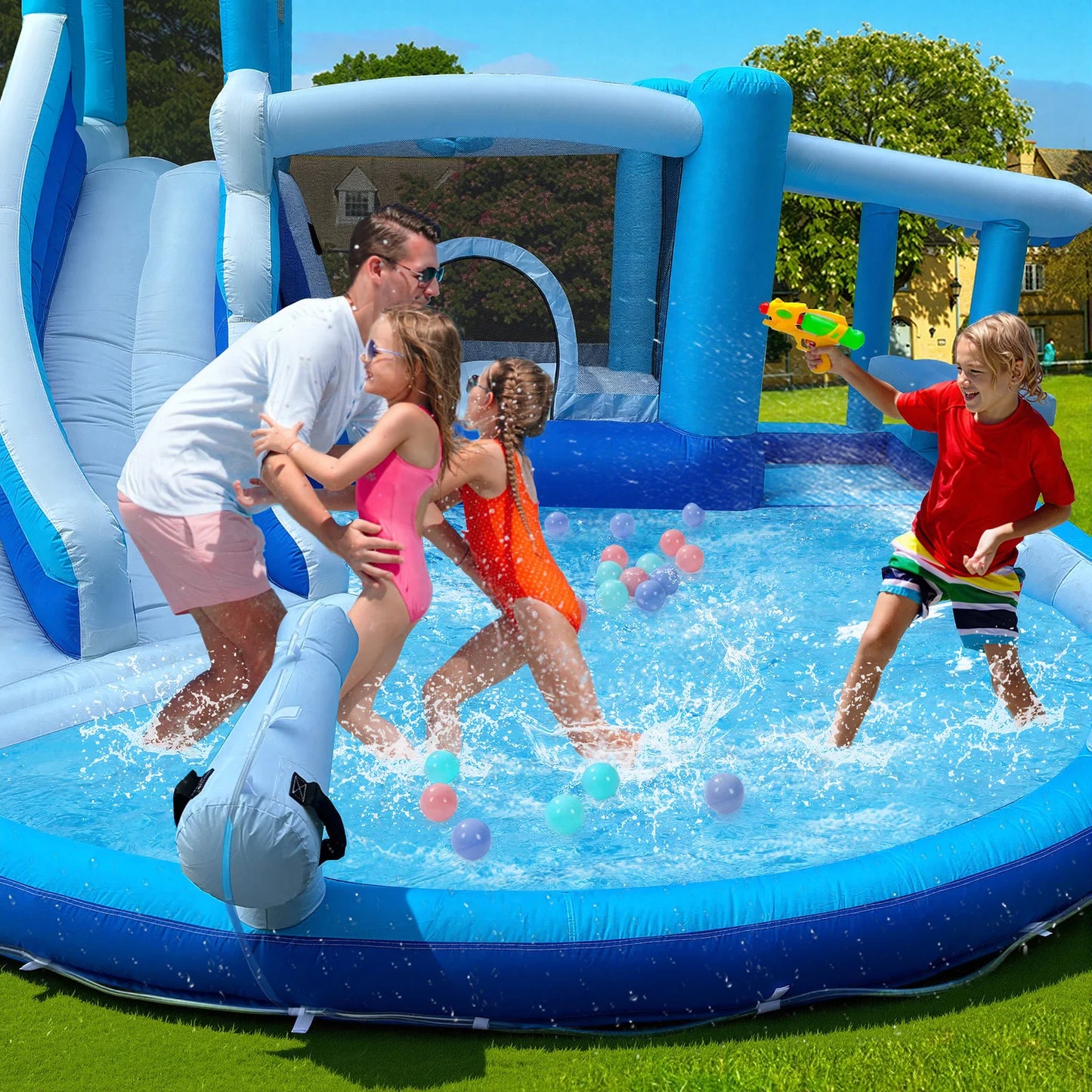 Double Water Slide Inflatable Bounce House For Kids And Adults