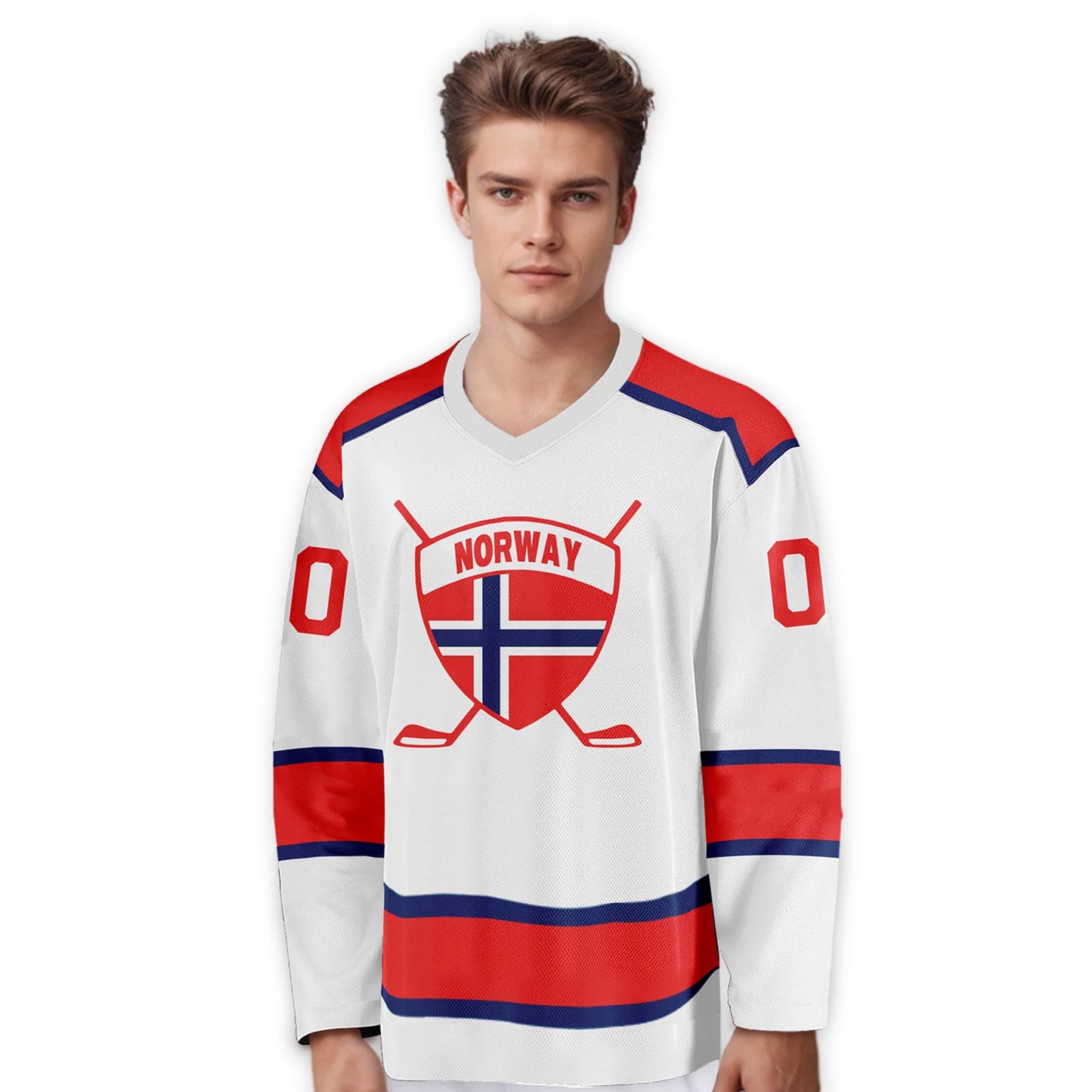 Customizable Norway Ice Hockey Jersey for Men, Women, Youth & Kids - Personalized Team Shirt with Name & Number