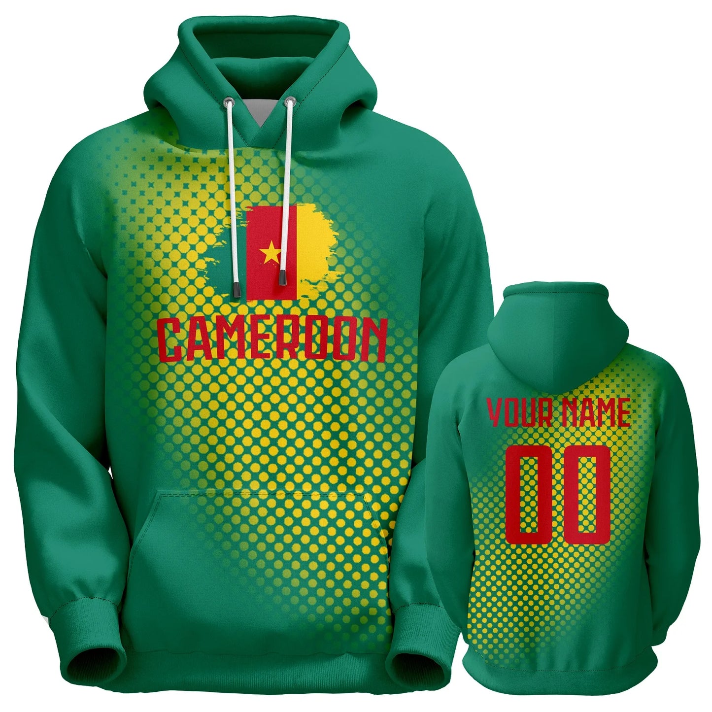 Customizable Cameroon Soccer Team Pullover Hoodie - Personalized Name & Number Sweatshirt for Men, Women, and Youth (S-5XL)