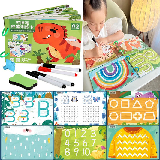 Creative Kids' Interactive Educational Drawing and Math Game Set - Reusable Writing Notebook included