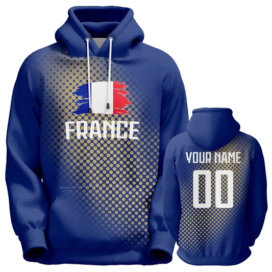 Personalized France Soccer Hoodies with Custom Name and Number, National Flag Design Pullover Sweatshirts for Men, Women, and Youth