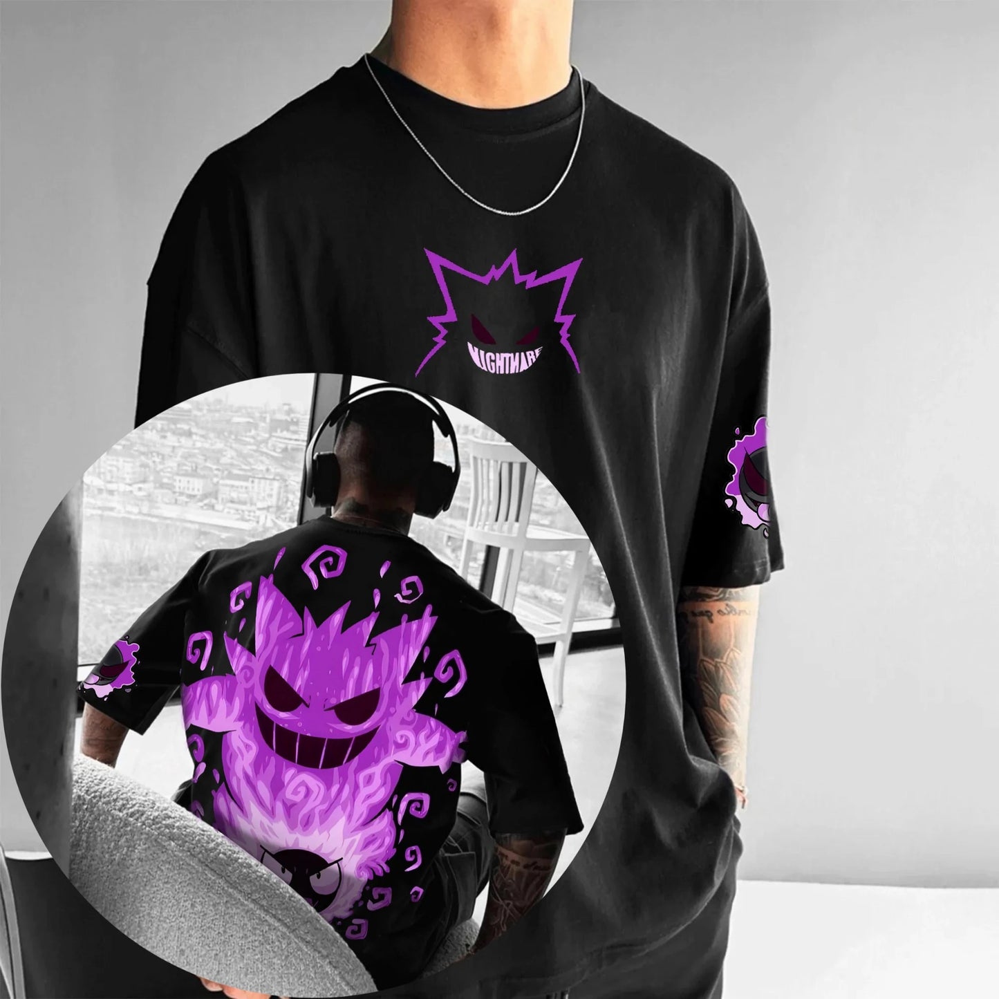 Pokemon T-Shirt | Fusion Print Gengar Koffing | 100% Cotton | Oversized