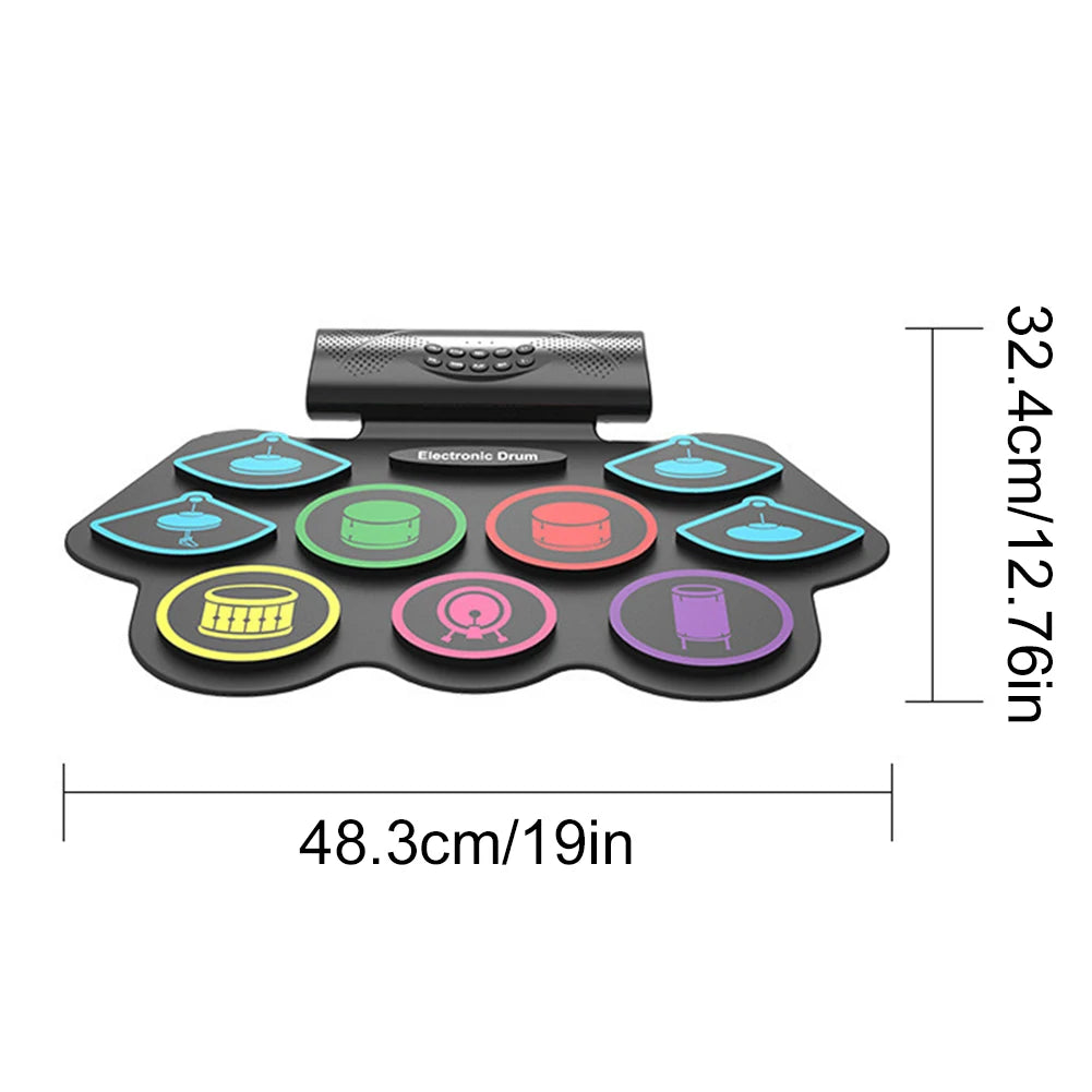 Portable Electronic Drum Set With Sticks And Bluetooth BT