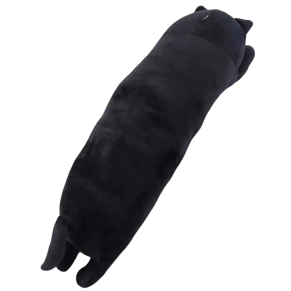 Long Cat Plush Pillow For Nap Time | Black | 44cm Length | One Size