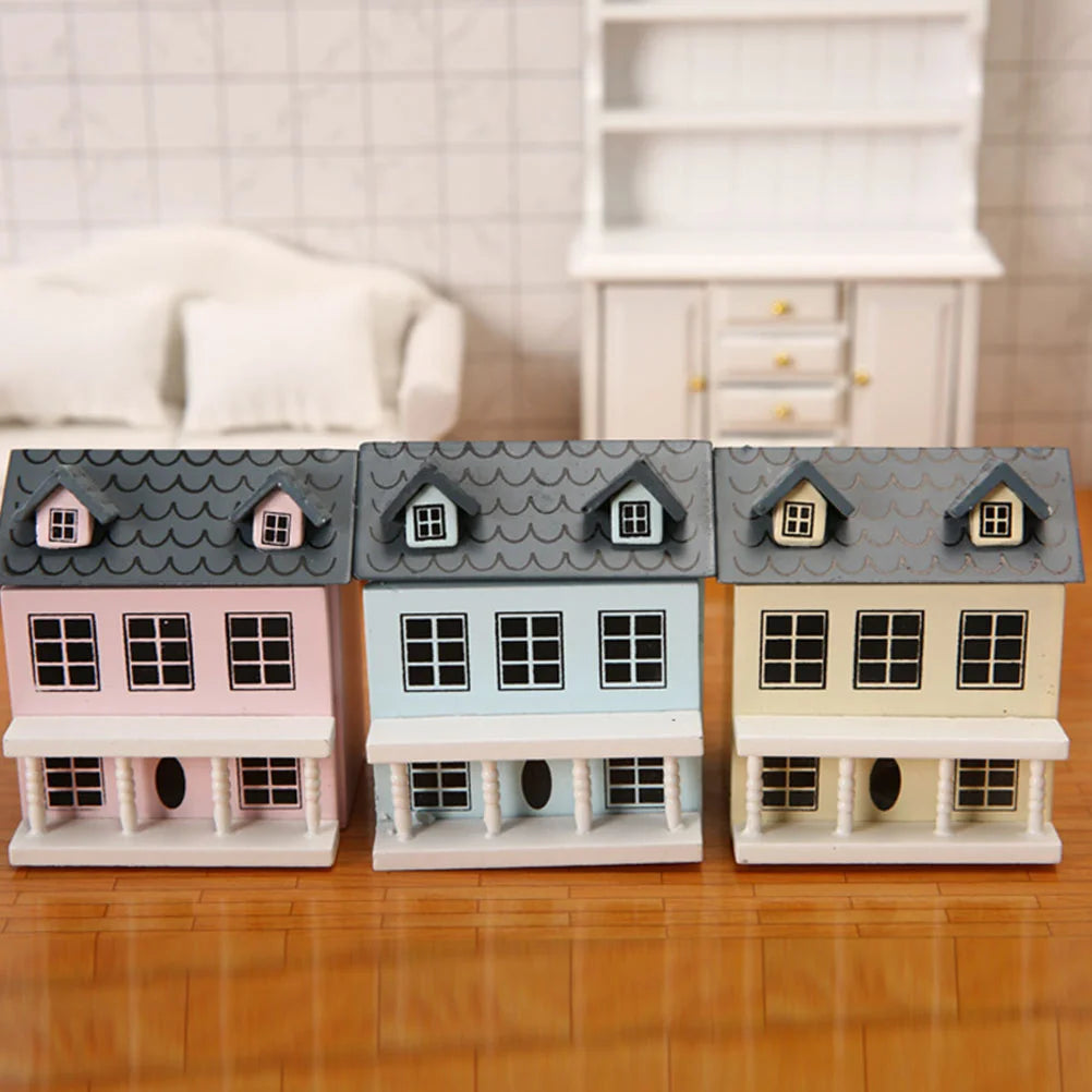 Dollhouse Miniature Wooden Villa Model for Christmas Decor