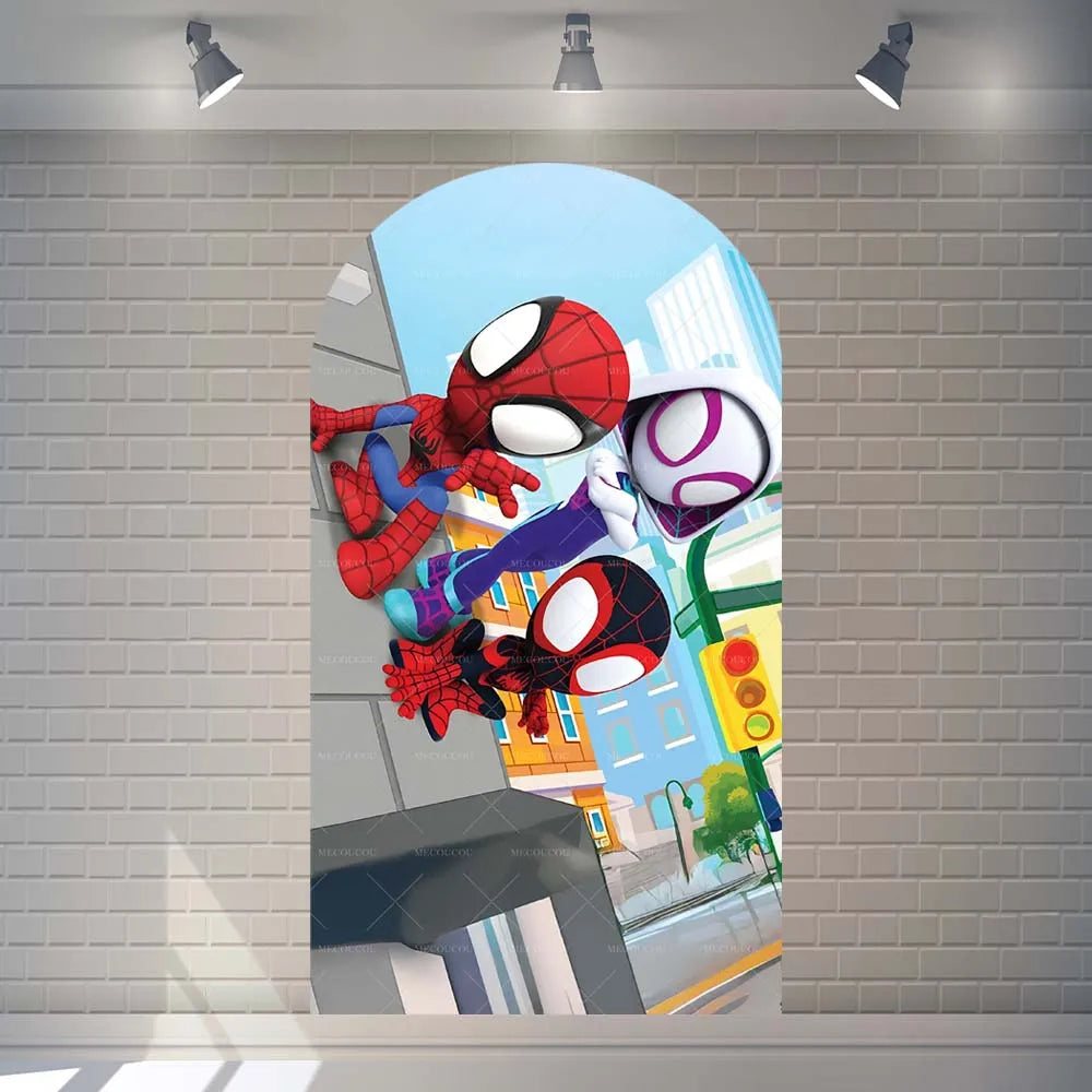 Photography Backdrop | Spider Man Theme | Polyester Fabric | Custom Name And Age