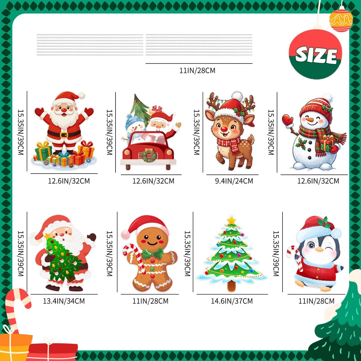Christmas Yard Signs | With Stakes | Large Cardstock | Outdoor Holiday Decor
