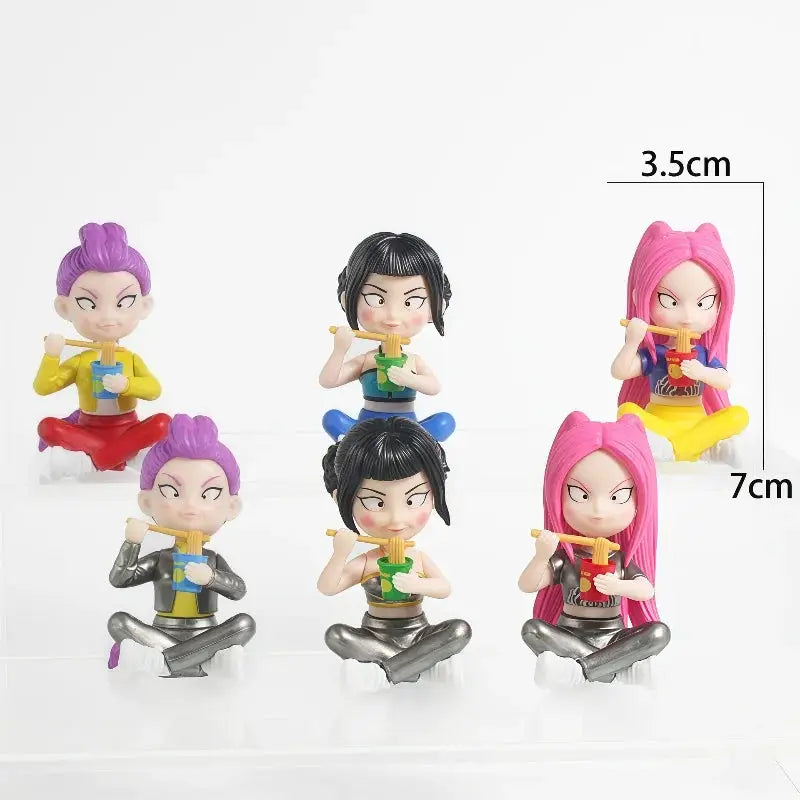 Hunter Girl Group Collectible Figure Funny Eating Noodles Sitting Pose Lumi Mila Zoe PVC Doll Model Toy Ornament Gift For Fans - ToylandEU