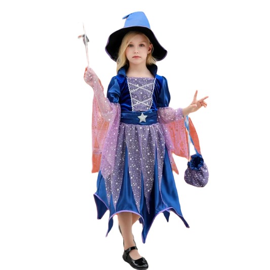 Enchanting Girls' Witch Costume Set with Hat & Bags for All Occasions