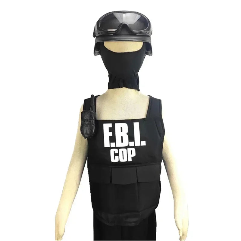 Kids SWAT Team Costume Set with Bulletproof Vest & Helmet for Fun Adventures