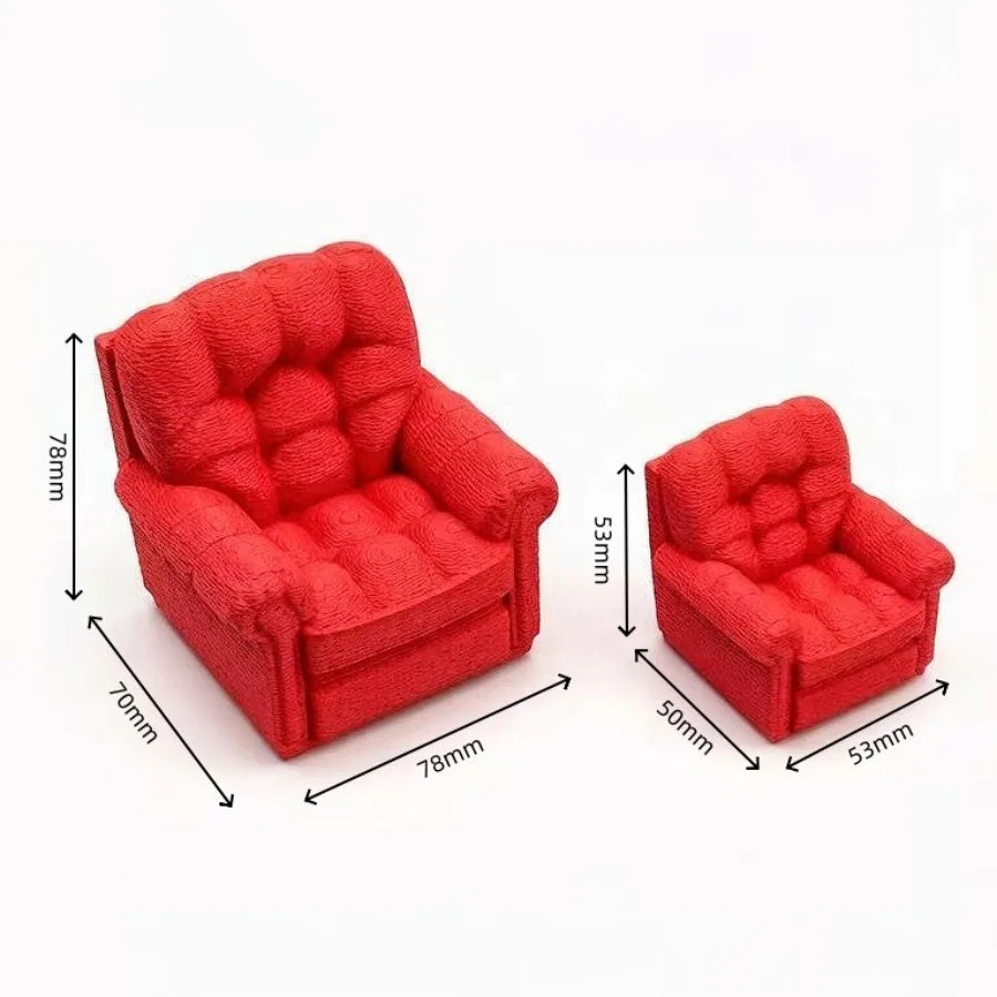 Miniature Sofa | Realistic Armchair Design | Dollhouse Decor | Single Unit