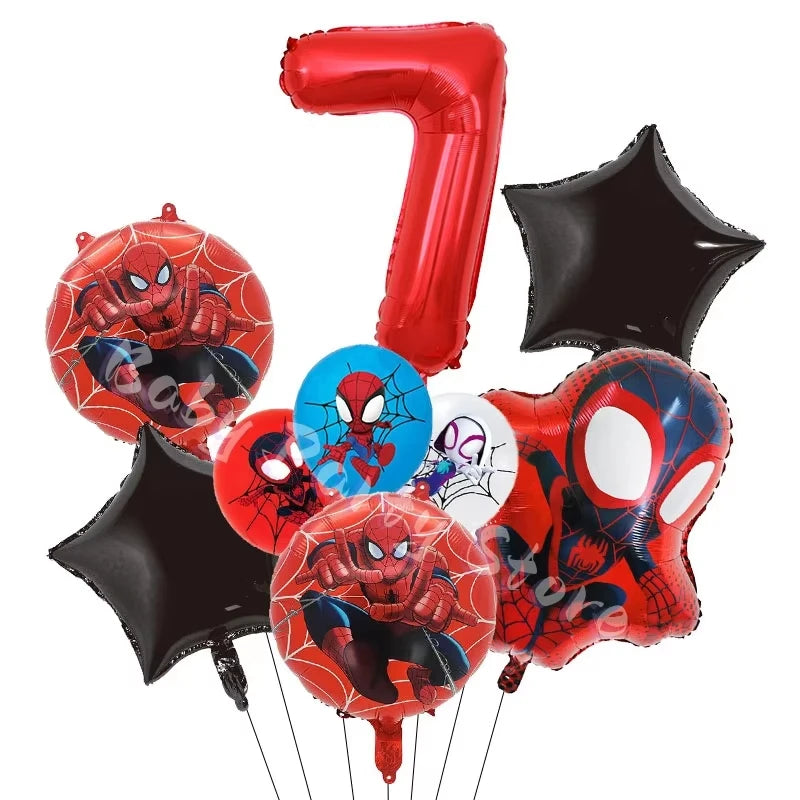 Spidey Tableware Kit | Plates And Cups | Latex Balloons | Birthday Backdrop