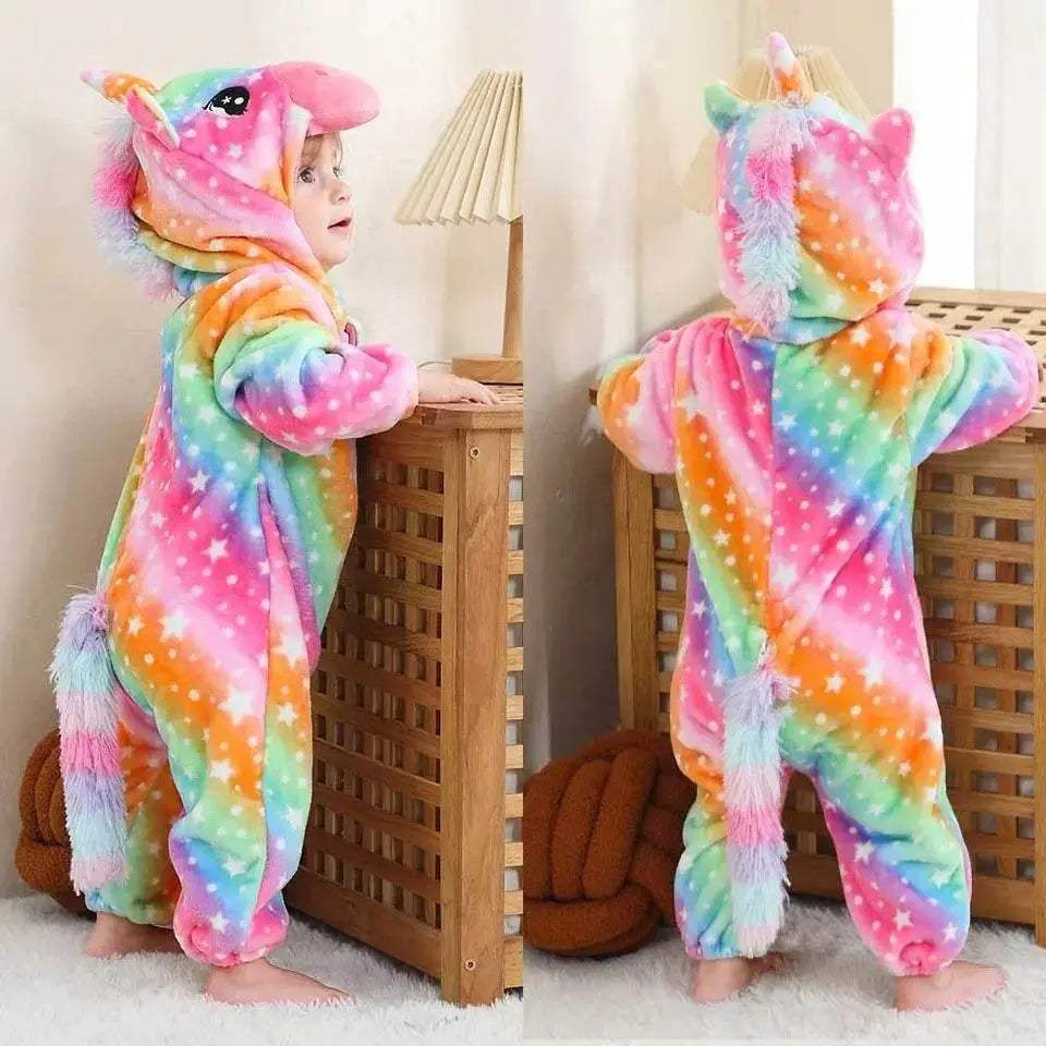 Cozy Baby Rompers Hooded Winter Flannel Zippered Design Unisex For 1 To 3 Years Old - ToylandEU