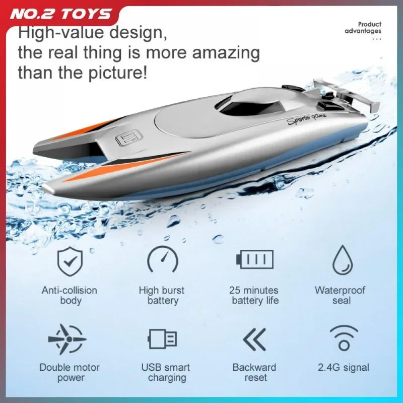 2.4Ghz Radio Rc Boat 30 Km/h High Speed Speedboat Large Capacity - ToylandEU