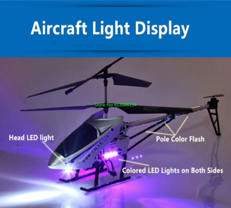 RC 150M Remote Control Large Alloy Electric Helicopter Drone Toy with LED Lights and Anti-Fall Design