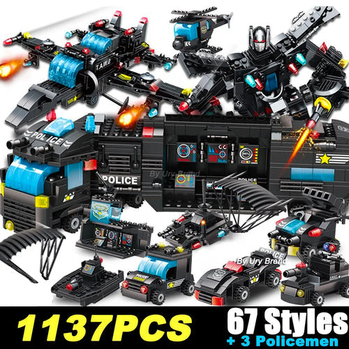 City Police Station SWAT Team Building Blocks Set with Military Car ToylandEU.com Toyland EU