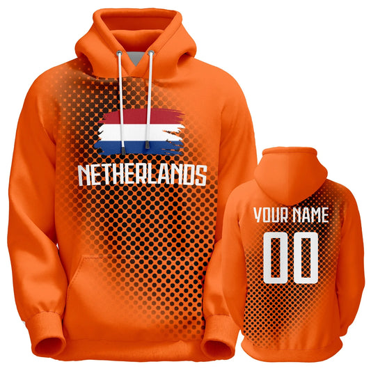 Personalized Netherlands Soccer Hoodie for Fans - Custom Name & Number Pullover Sweatshirt for Men, Women, and Youth