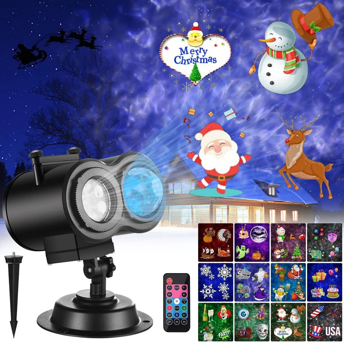 Holiday Projector Lights | Dual Moving Patterns | Outdoor Decor | Seasonal