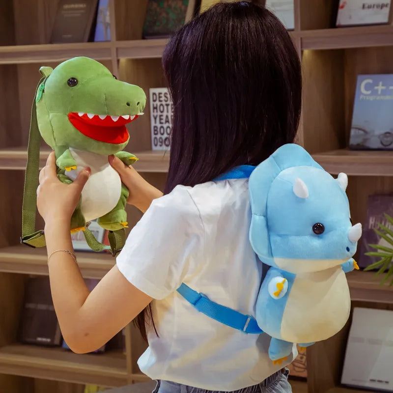 1pc 34cm Cute Plush Tyrannosaurus &Triceratops Backpack Toys for - ToylandEU