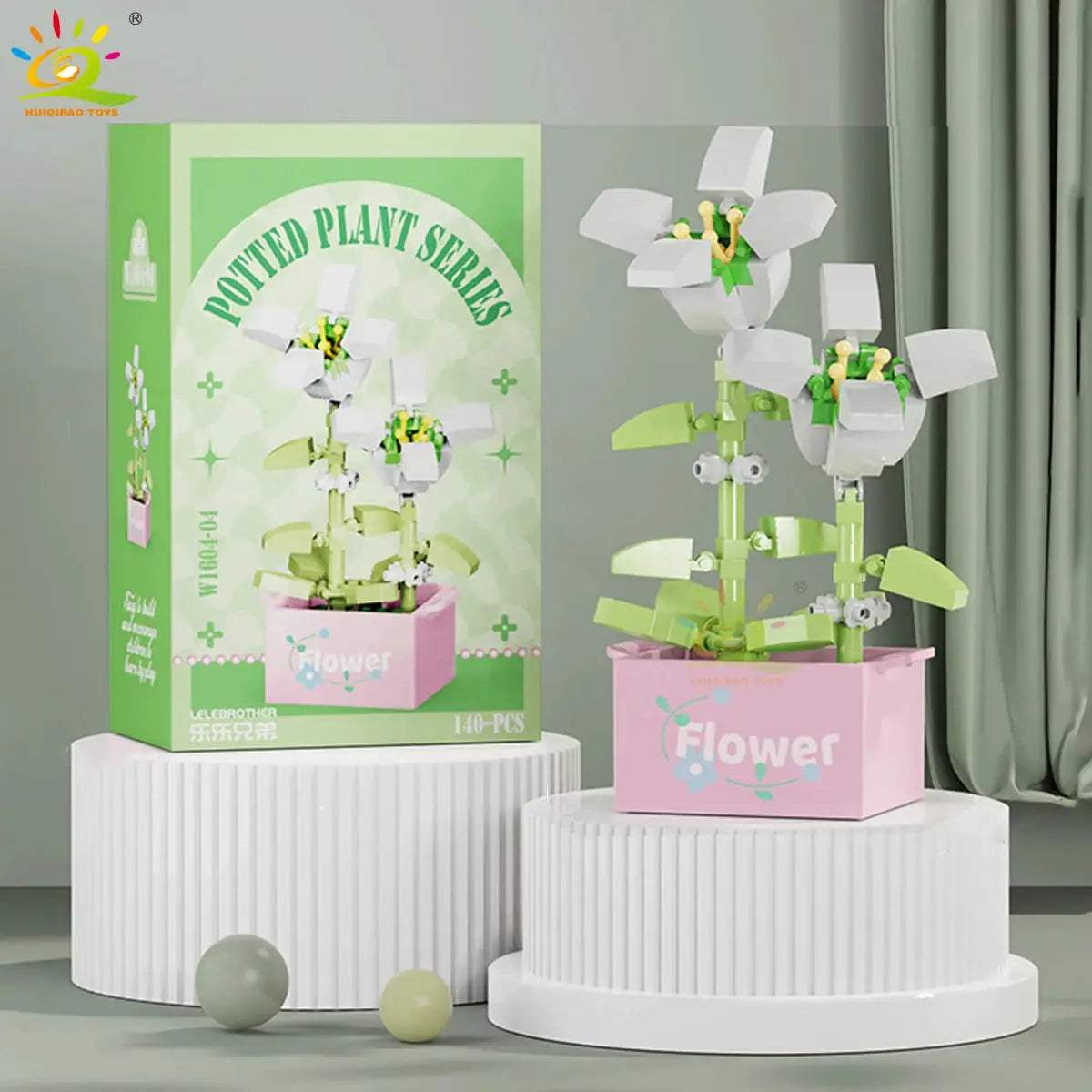 HUIQIBAO MOC Flower Succulent Potted Model Building Block DIY Eternal Bouquet Home Desk Plant Decor Brick Girl Gift Children Toy - ToylandEU