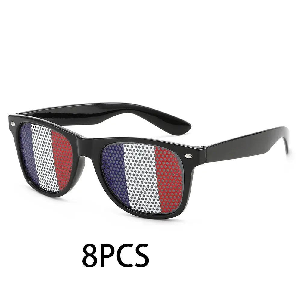 8PCS HD Vision Flag Sunglasses Football Match Fans Sun Glasses Comfortable Anti-slip Legs Sports Party Eyewear - ToylandEU