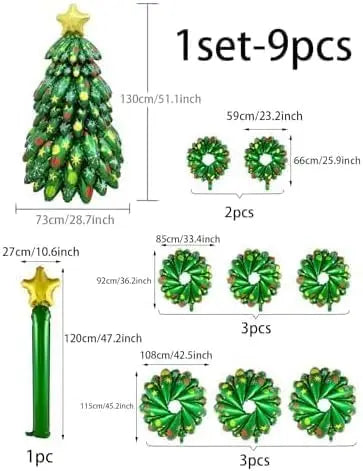 Christmas Tree Mylar Balloon | Self Standing | 51 Inch Green With Santa Topper