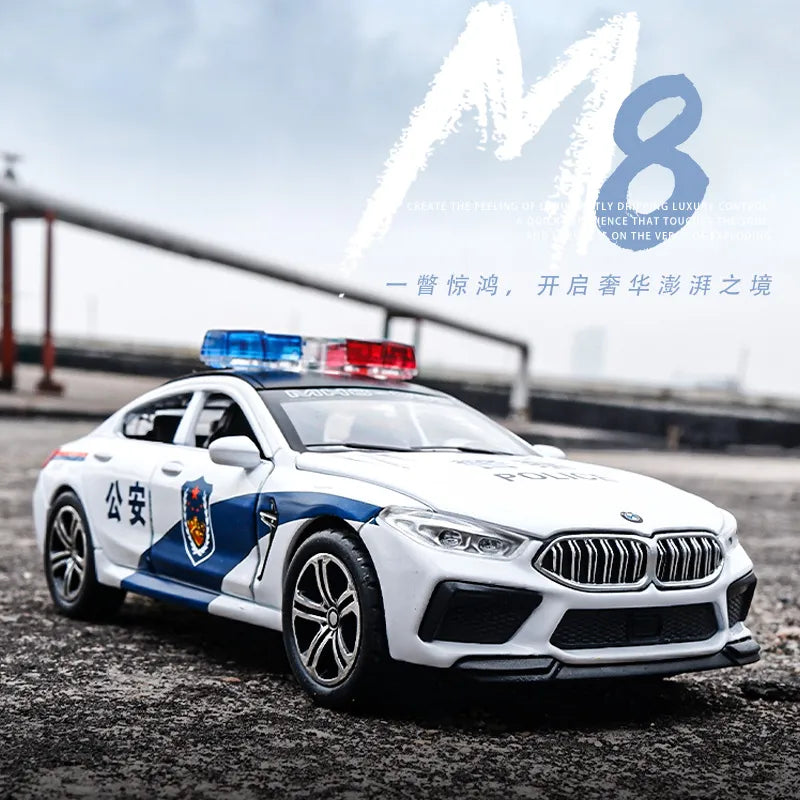 1:32 Scale BMW M8 Police Car Model Die-cast Decorative Simulation Alloy Vehicle - ToylandEU