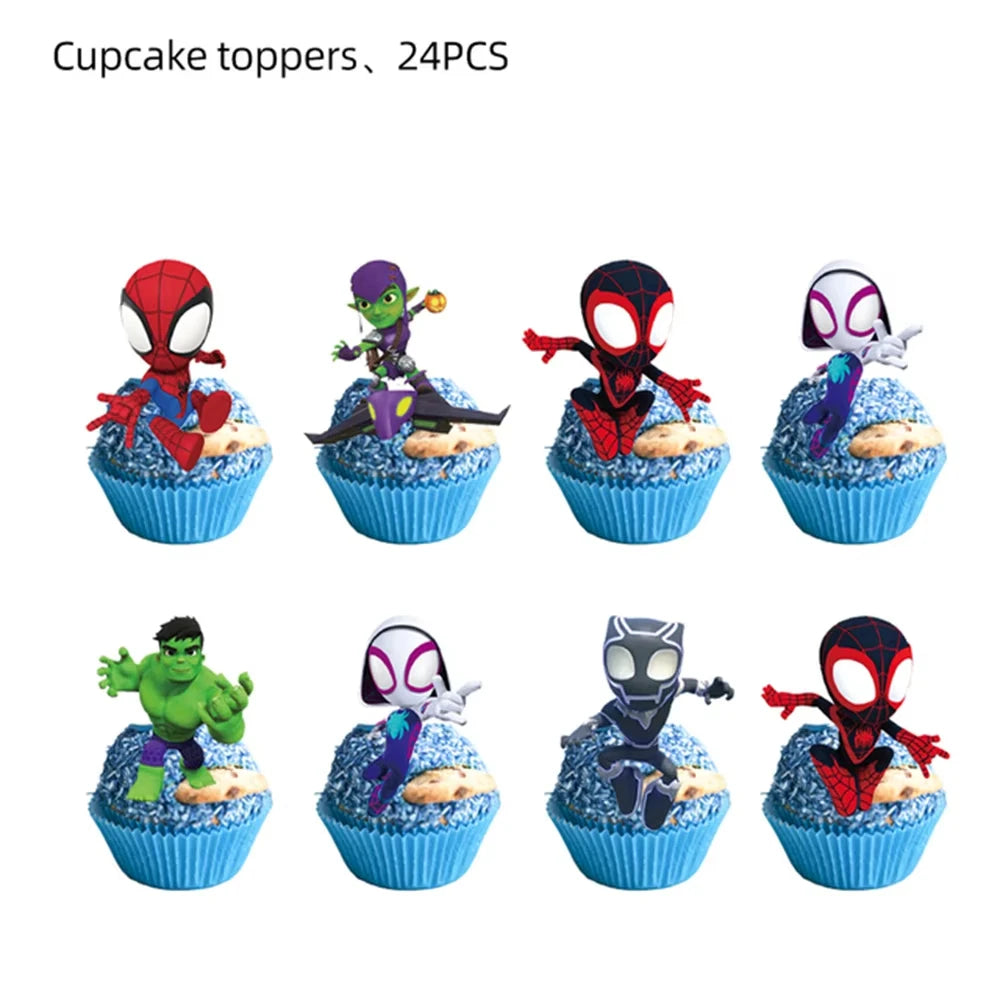 Birthday Party Supplies | Cartoon Spider Theme | Disposable Tableware