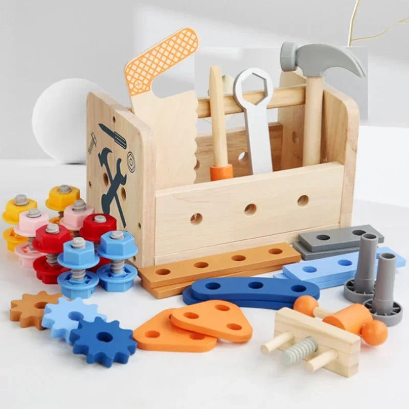 Baby Wooden Repair Toolbox Montesori Toys Table Toys for Kids Screw