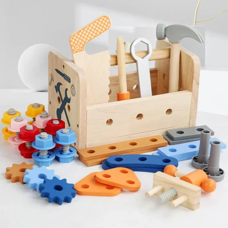 Baby Wooden Repair Toolbox Montesori Toys Table Toys for Kids Screw - ToylandEU