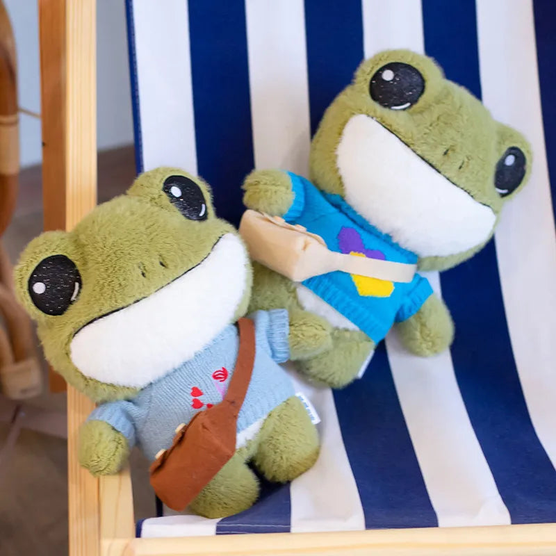 30cm Adorable Soft Frog Plush Toy with Big Eyes and Sweater - ToylandEU