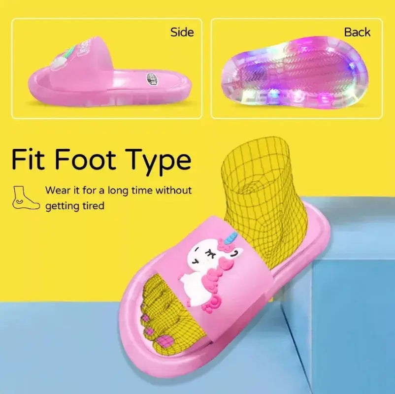 Children‘s Boys Girls Slippers Cartoon Unicorn Animals Prints Shoes Lighted Fashion Cute Shoes Bathroom Kids Toddler Slippers - ToylandEU