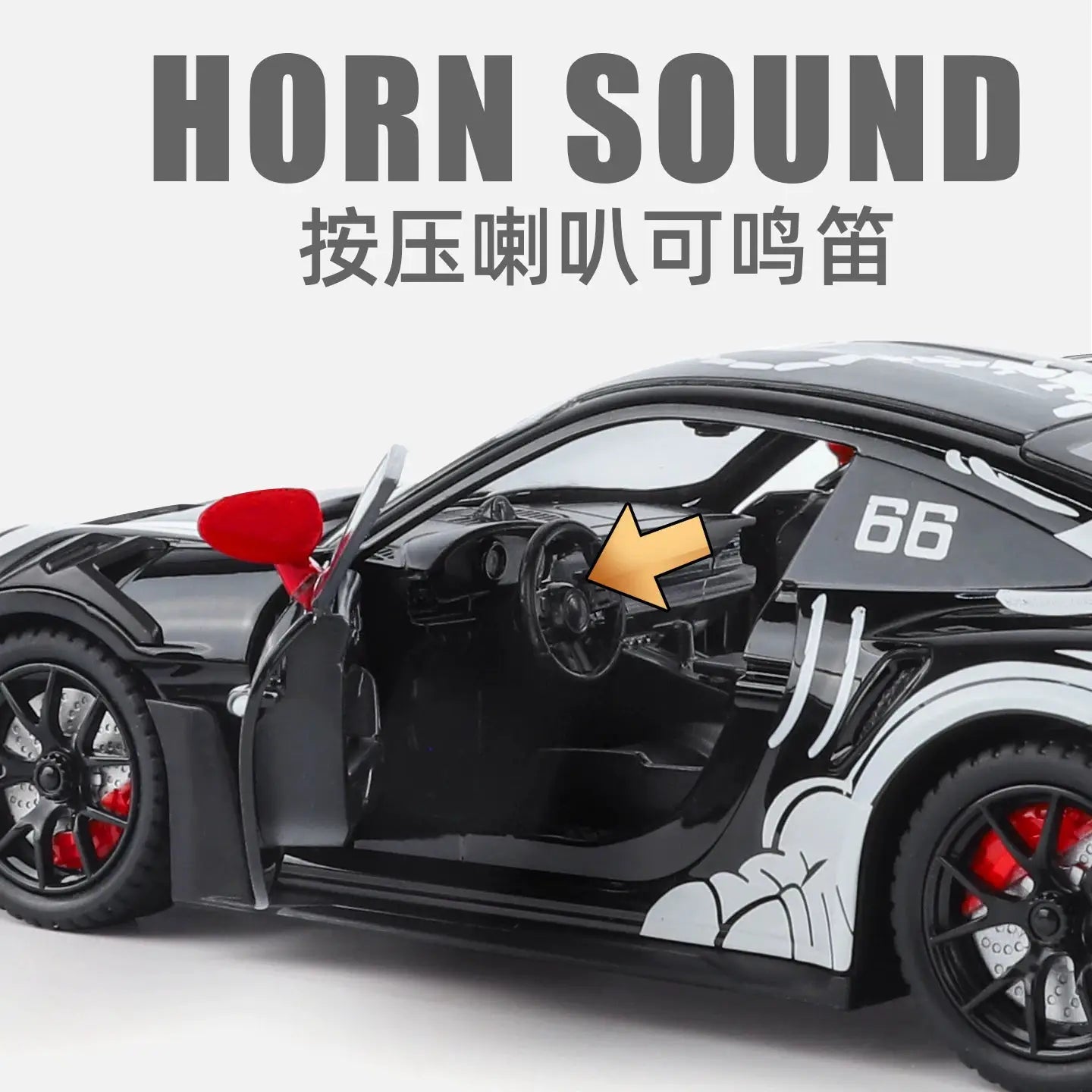 1:24 Porsche 911 GT3 RS Tyrannosaurus Rex Painted Modified Racing Alloy Metal Diecast Model Car Simulation Miniature Holiday Toy - ToylandEU