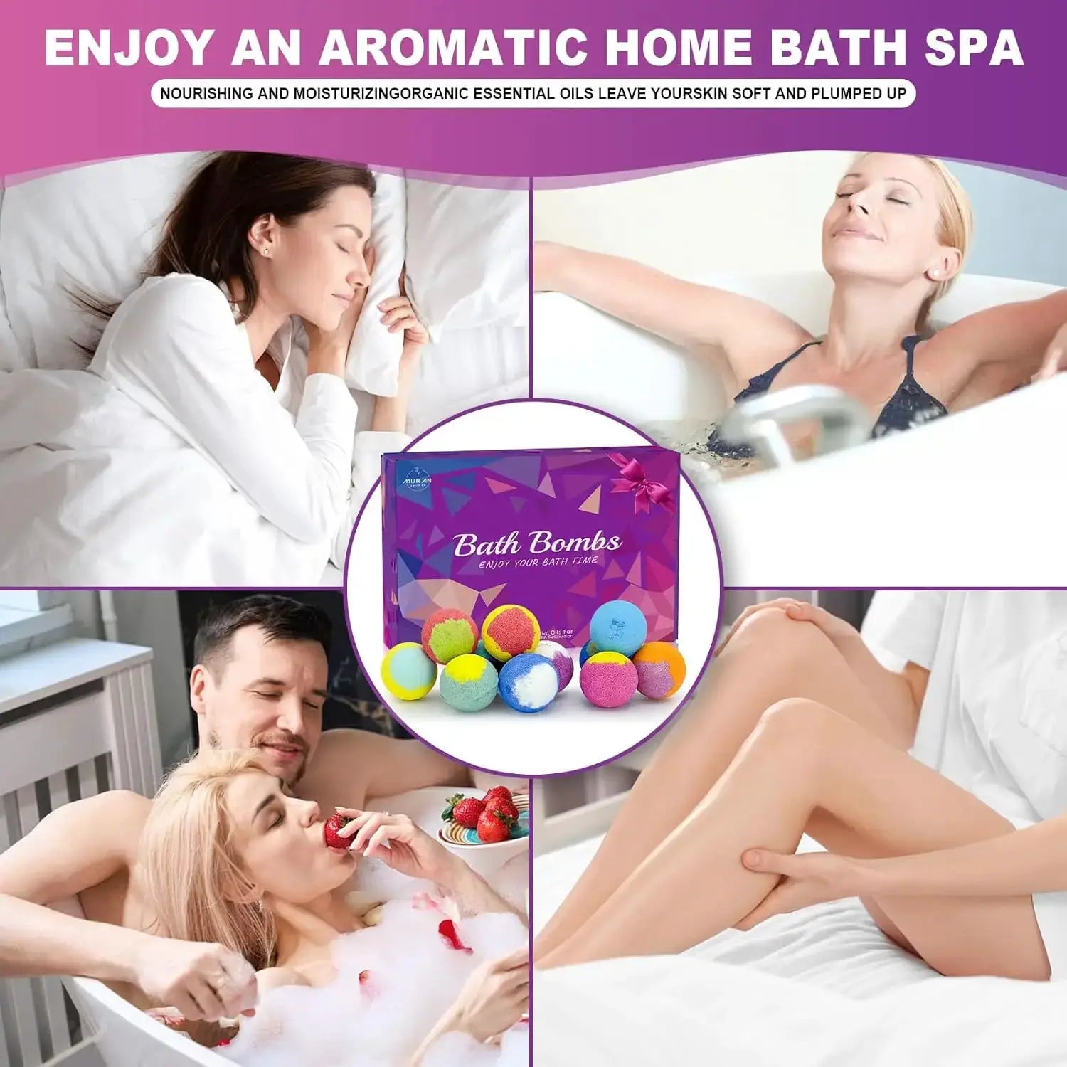 12 Pack Natural Bath Bombs Gift Set for Women - Aromatherapy Relaxing Spa Kit - ToylandEU