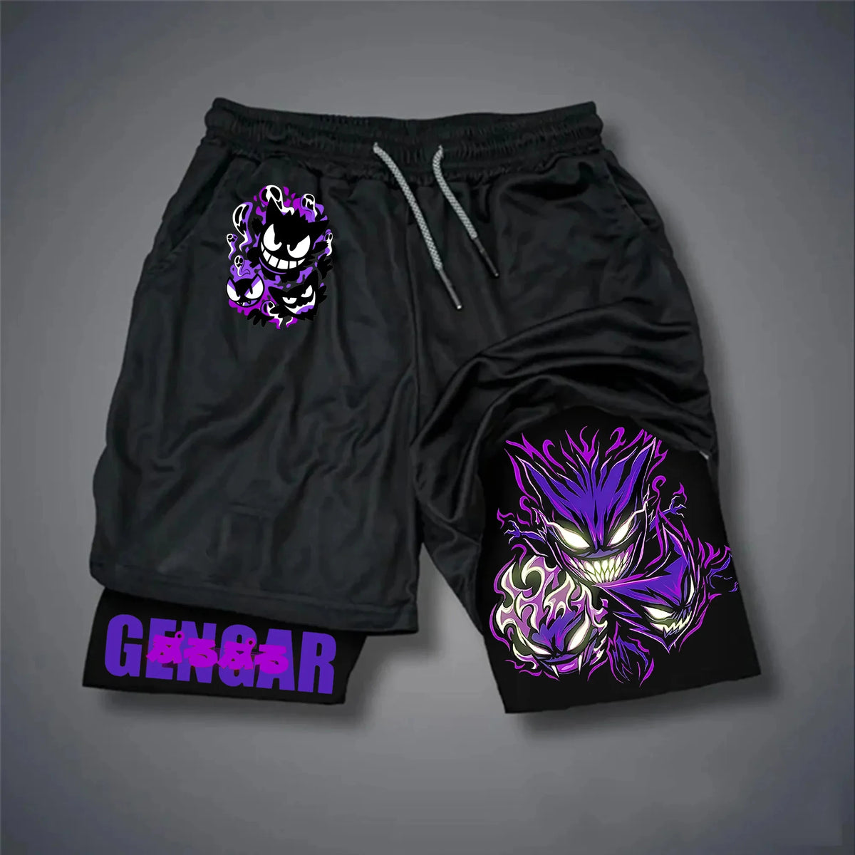 Men's Anime Shorts | Pokemon Graphic | Fake Two Piece | Gym Street