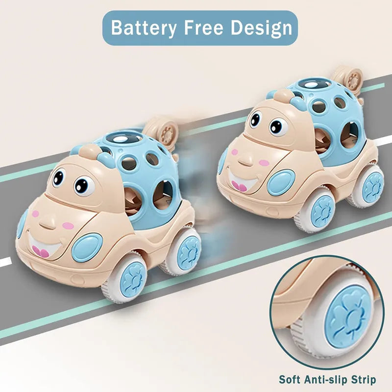 Baby Car Toys for 6 12 Months Infant Soft Rubber Push and Go Vehicles - ToylandEU