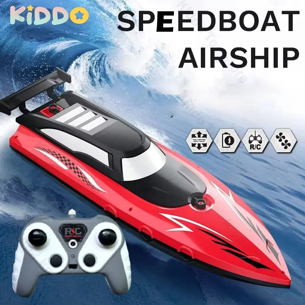 Remote Control Boat | Dual Motors | LED Light | Blue Red