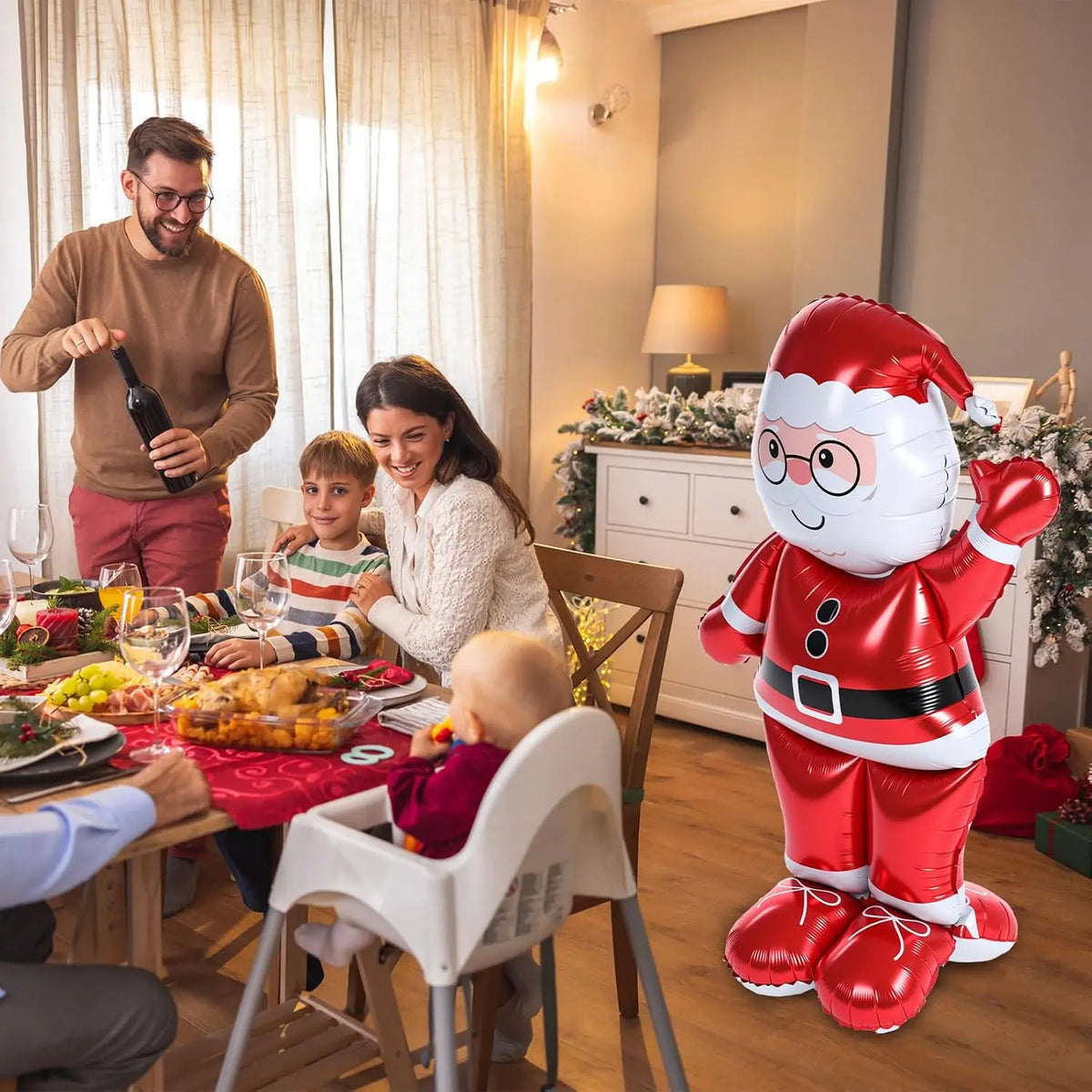 Santa Claus Balloon | 61 Inch Giant | Standing With Base | 2 Pack Decor
