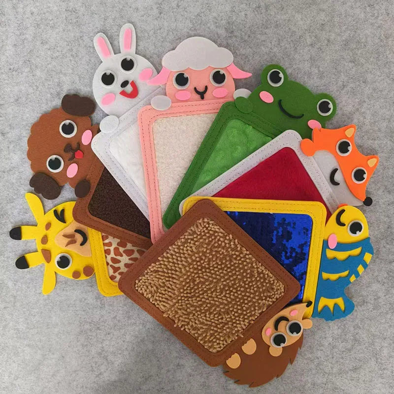Felt Sensory Mats | Textured Fluff Animals | Soft Polyester | Set Of 8 Therapy