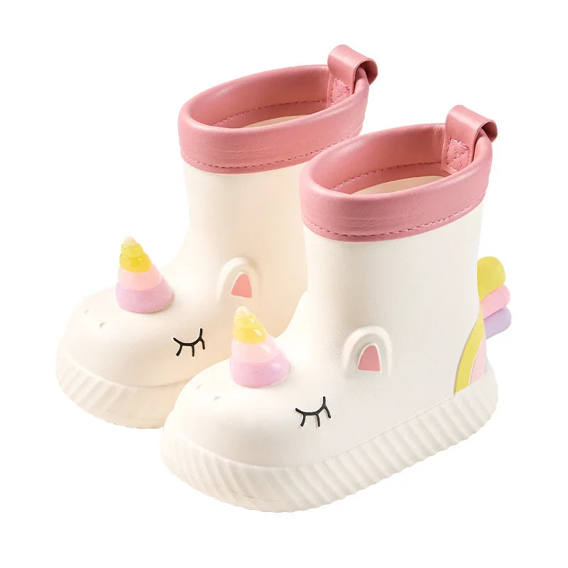 Kids Rain Boots | Non Slip Grip | Hook And Loop Closure | Ages 4 To 6