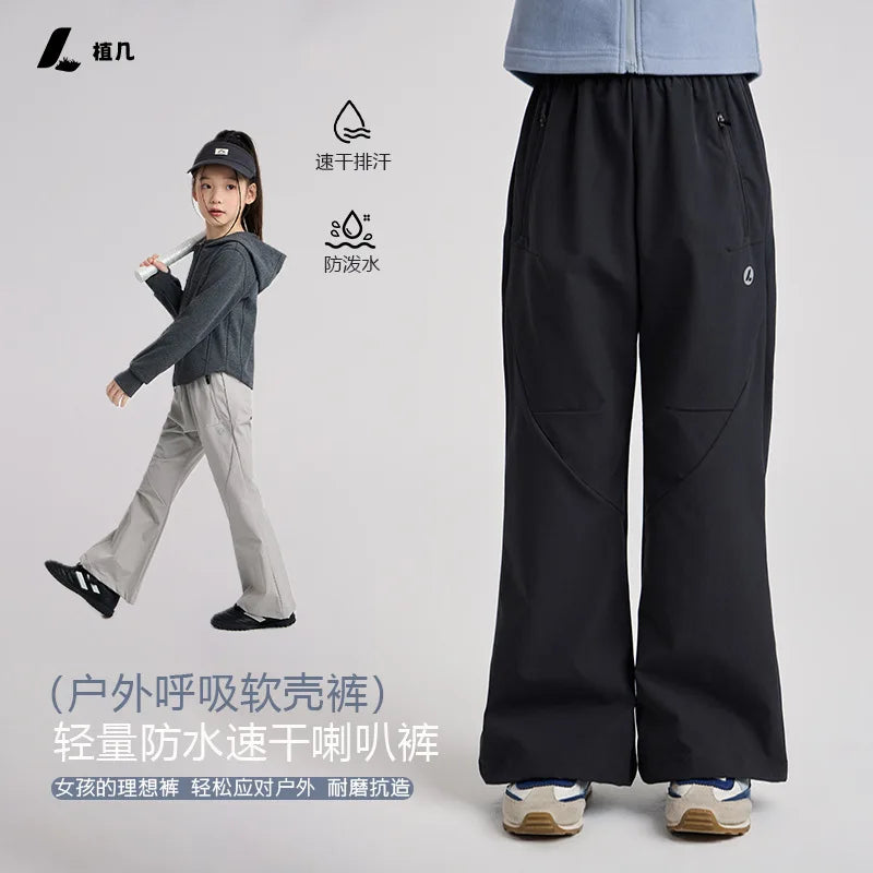 Girls Flared Pants | Waterproof Lightweight | Loose Fit | Youth 7 13