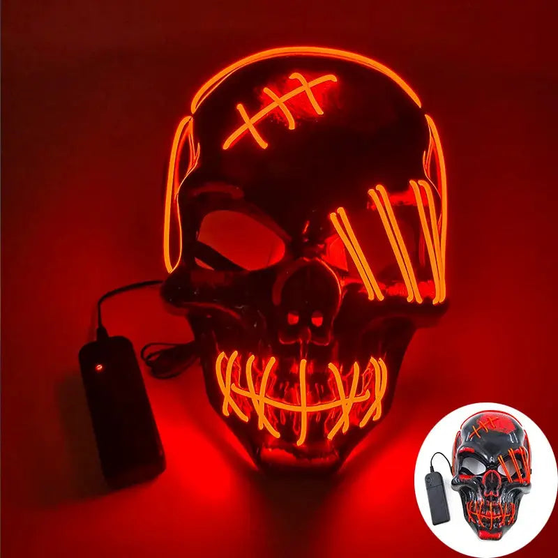 Evil Skull Mask Halloween Carnival Masquerade Haunted House Scary Decoration Cosplay Skeleton Scary Theme Party Light Up Mask - ToylandEU