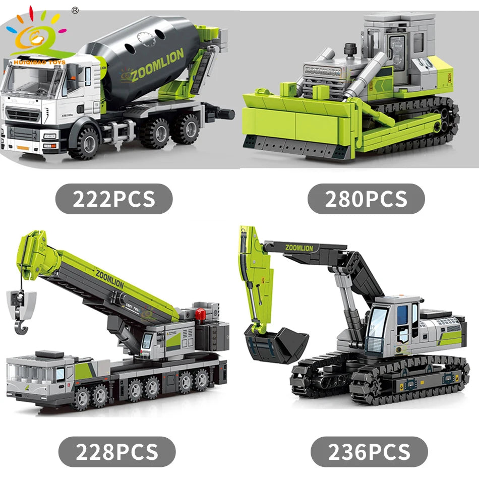 HUIQIBAO TOYS Engineering Truck Building Blocks Crane Bulldozer - ToylandEU