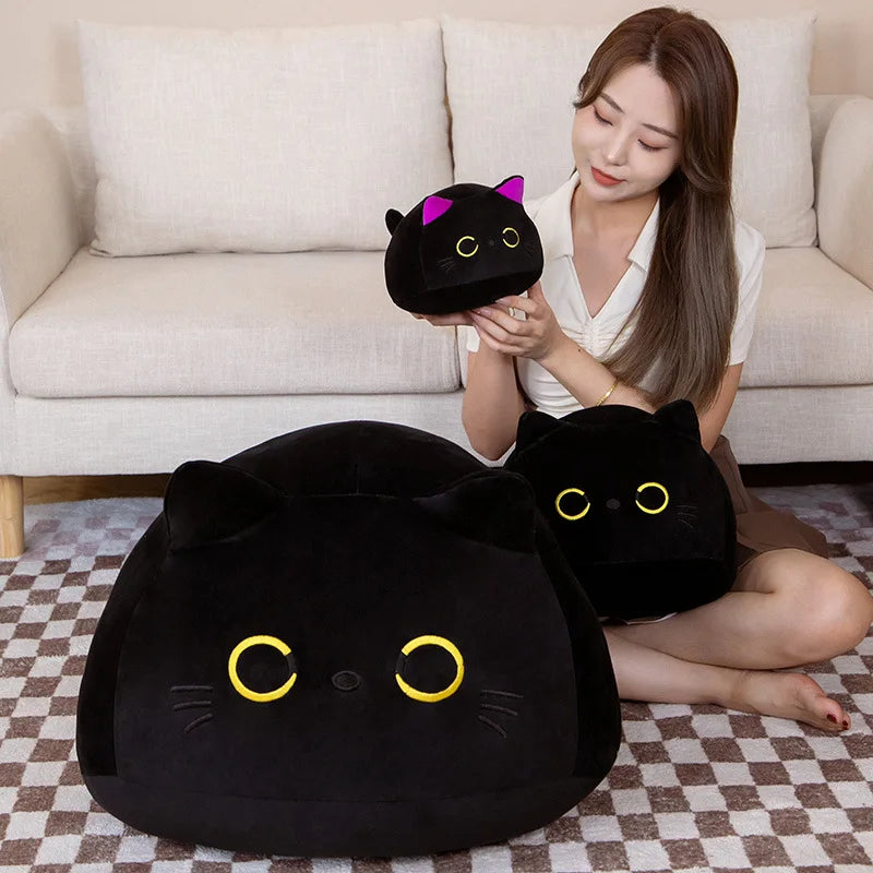 Plush Cat Pillow | Big Size | Black Round Cat Bed Cushion | 9cm-70cm