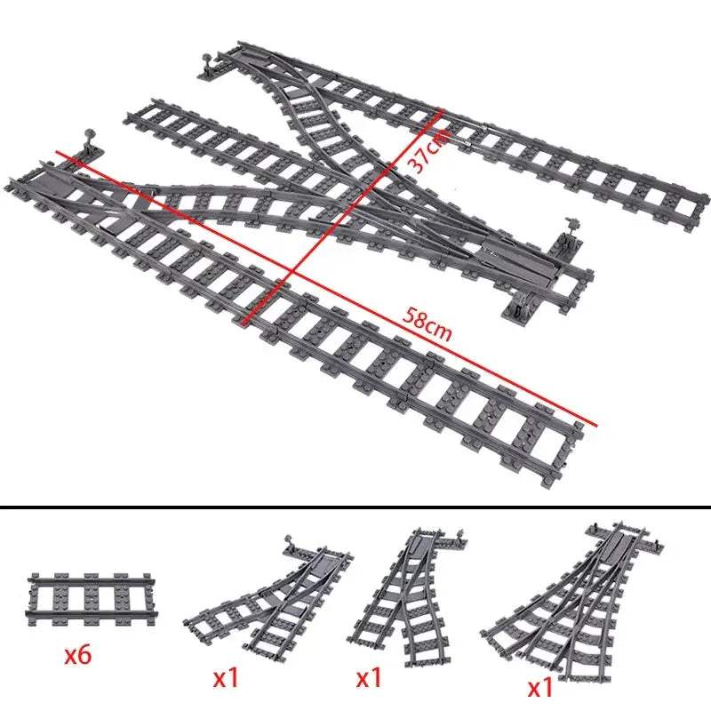 Flexible Train Tracks and Forked Crossing for Lego Compatible Blocks - ToylandEU